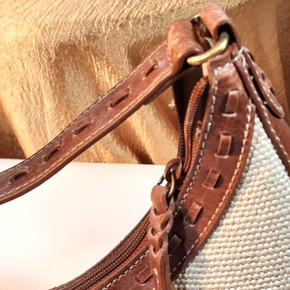 Relic Cream Woven Hobo Handbag With Brown Leather Decorative Straps. New Tags. - Picture 11 of 14